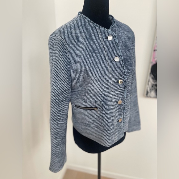 Sandro Paris Women’s Blue Textured Jacket Blazer Size 2 - Picture 11 of 14